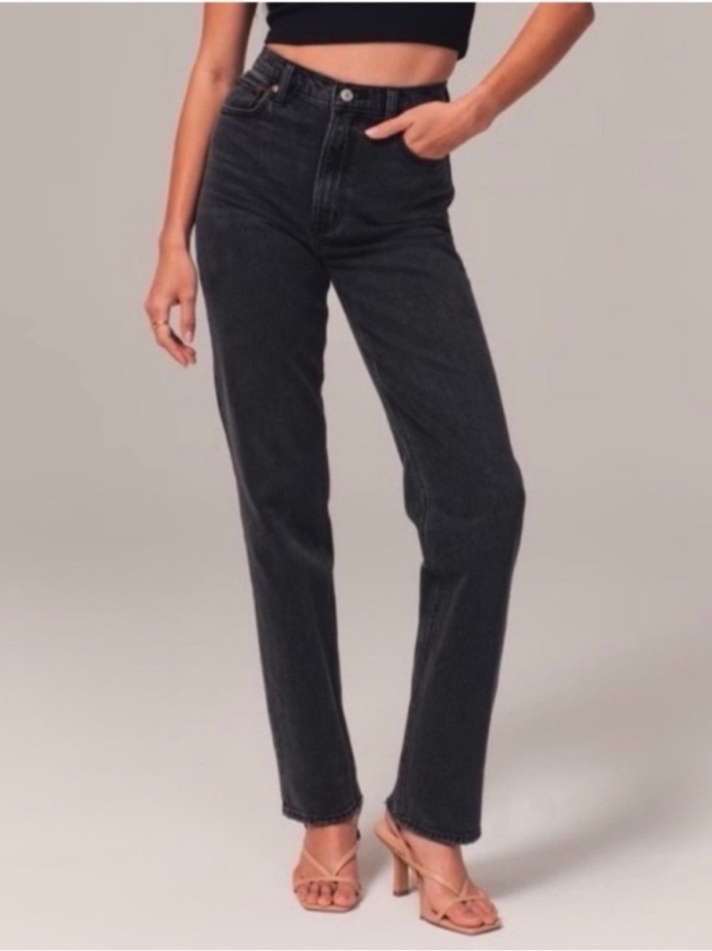 Abercrombie & Fitch Curve Love 90s Straight Ultra High Rise Jeans Black 26/2S